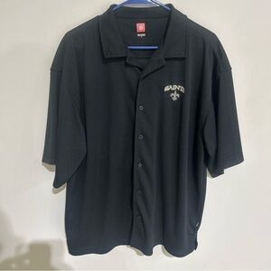 NFL NEW ORLEANS SAINTS Logo Men Black Button Up SHORT SLEEVE SHIRT SIZE LARGE.